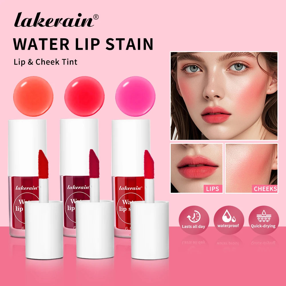 Lakerian Water Lip Stain Moisturizing Lip Glaze Long Lasting Lip Ink Face Lip Dual Purpose Waterproof Liquid Cosmetics Makeup Oasis Select