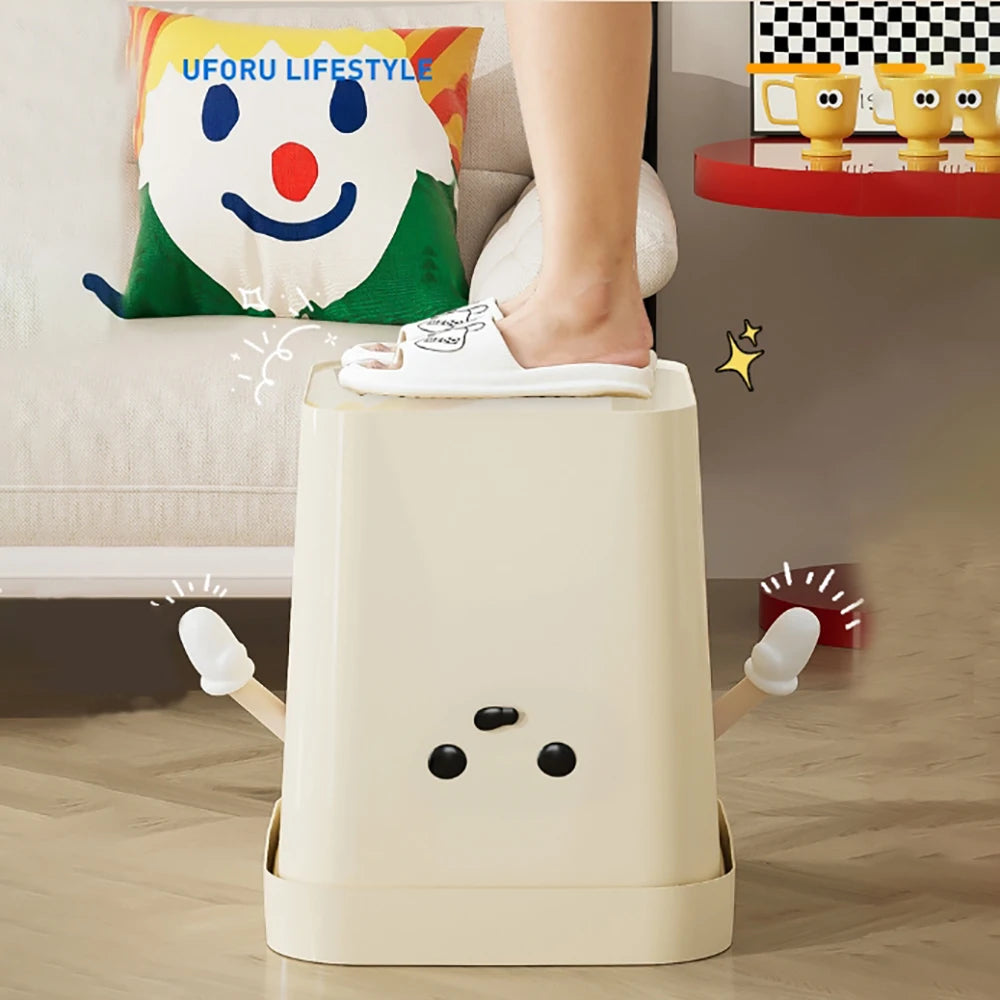 1pc Creative Cute Large Trash Can, Lidless Rectangular Plastic Trash Can for Kitchen, Living Room, Bathroom (Includes Adhesive) Oasis Select