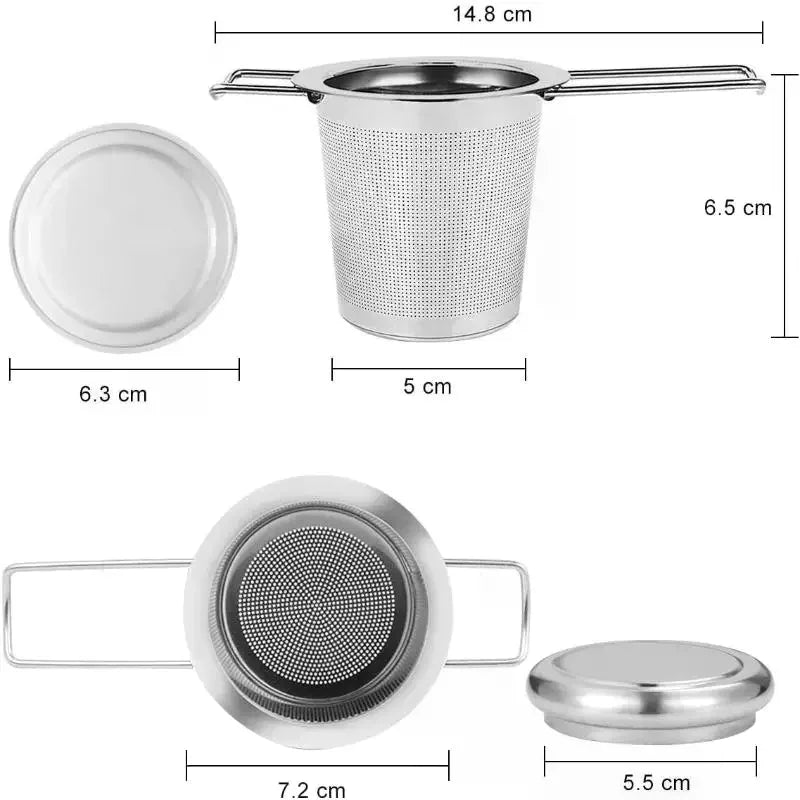 Reusable Stainless Steel Mesh Tea Strainer with Lid for Loose Tea Leaves And Spices Compatible with Teapots And Mugs Oasis Select