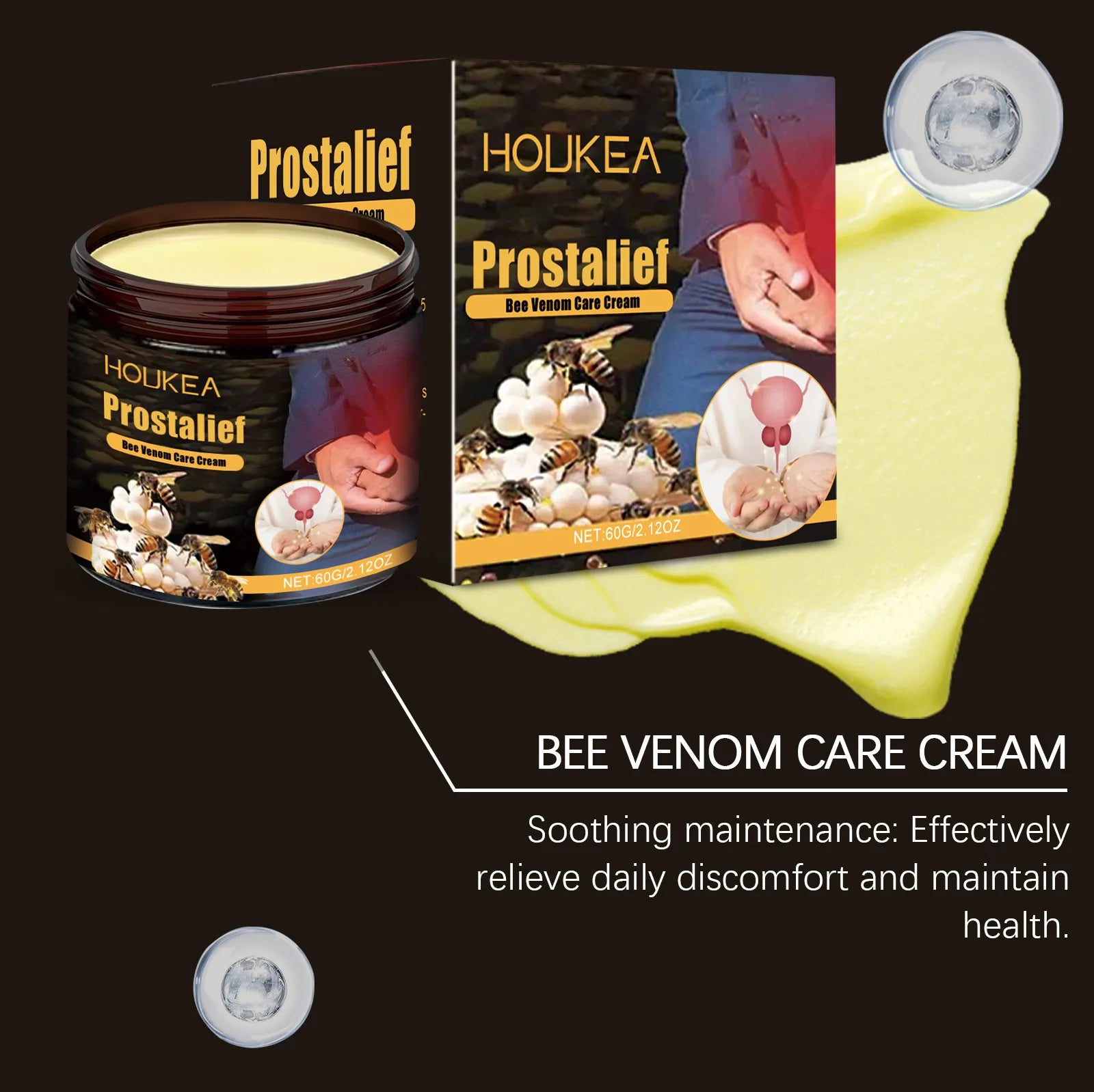 Houkea Bee Venom Man Private Area Care Cream Lasting Sex No Side Effects Soothing Pain Increase Enlarge Penis Treatment Creams Oasis Select