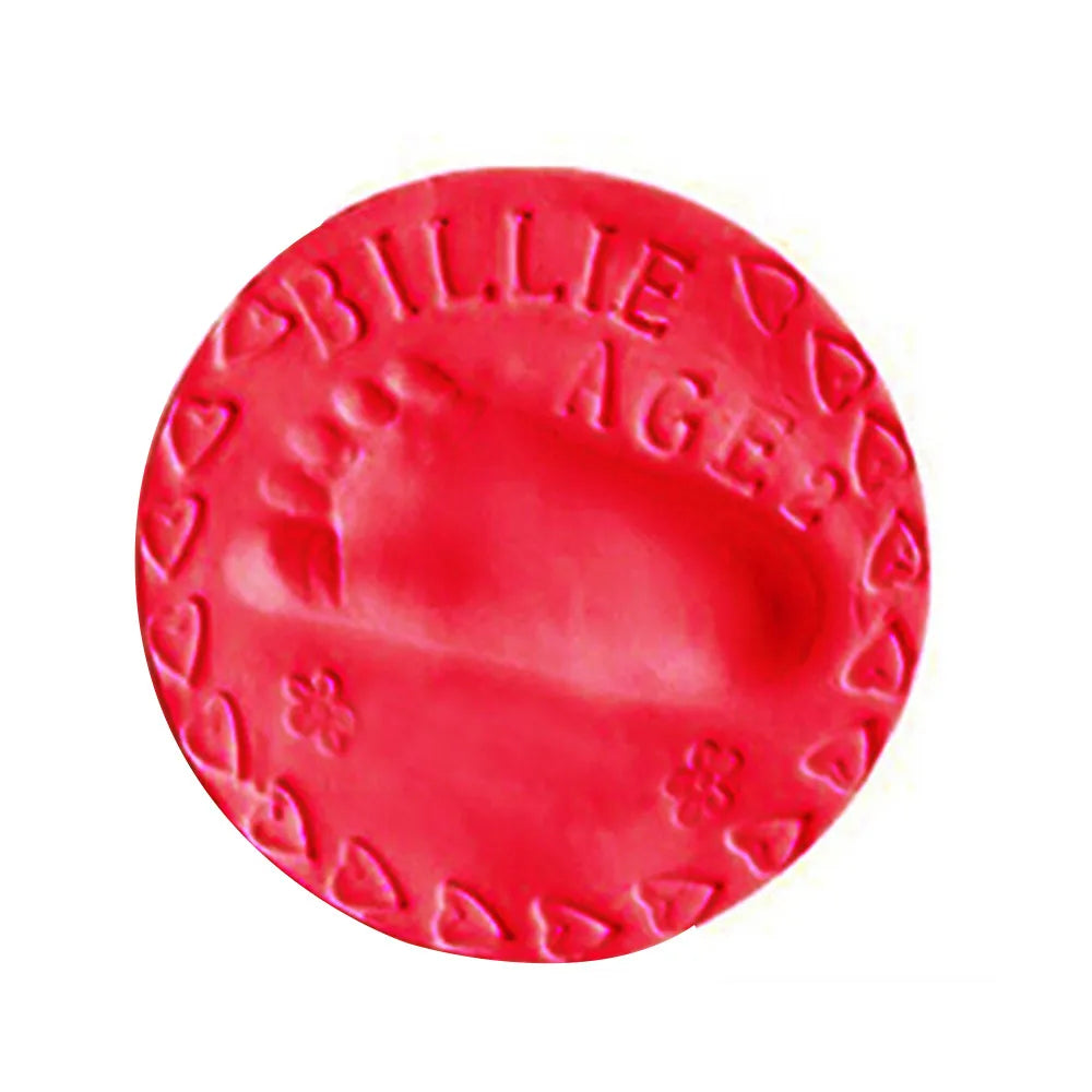 Baby Care Air Drying Soft Clay Baby Handprint Footprint Imprint Kit Casting Parent-child Hand Inkpad Fingerprint Oasis Select Red