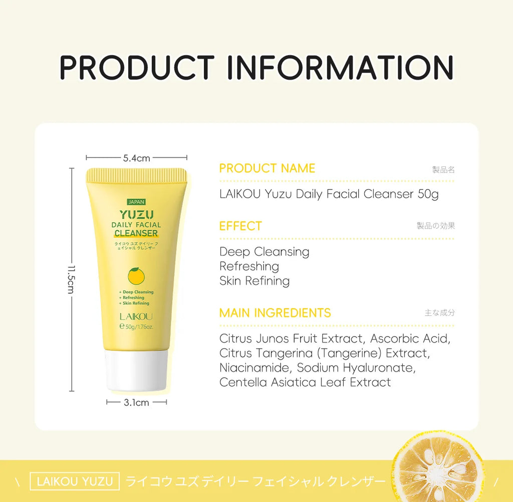 Laikou Whitening Facial Cleanser Foam Moisturizing Deep Remove Cleansing Acne Milk Oil Control Exfoliating Shrink Pores 50g Oasis Select