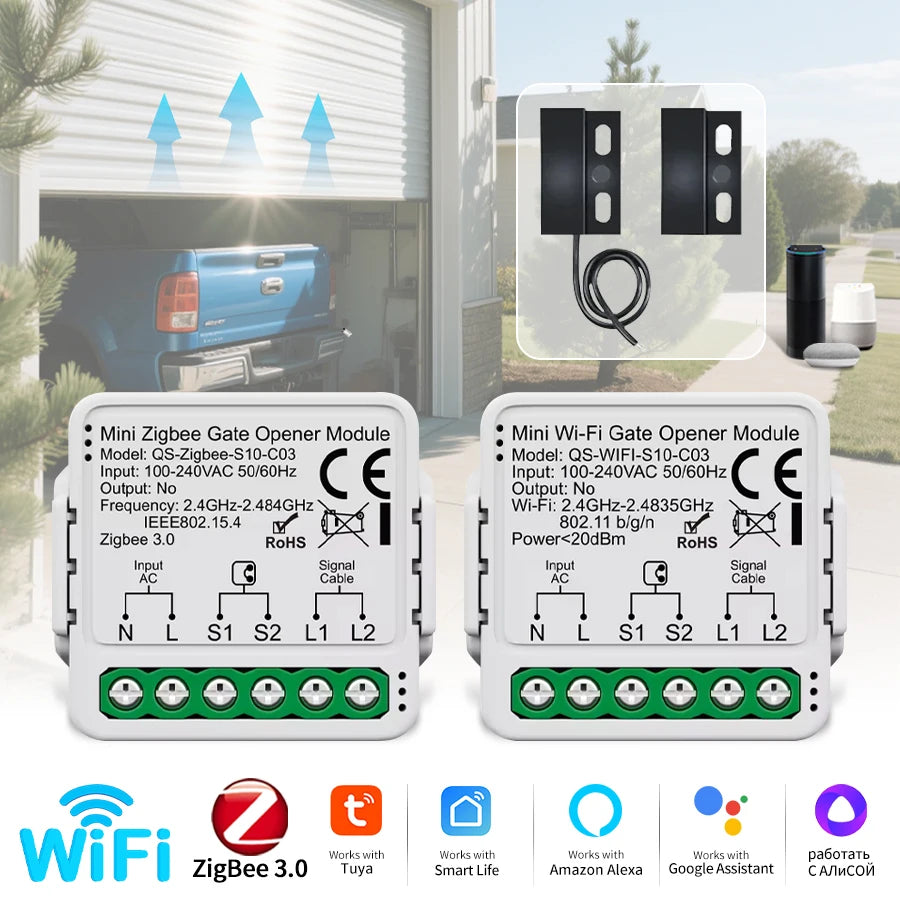 Tuya Zigbee WiFi Smart Garage Door Controller | Alexa Google Smart Garage Controller Oasis Select