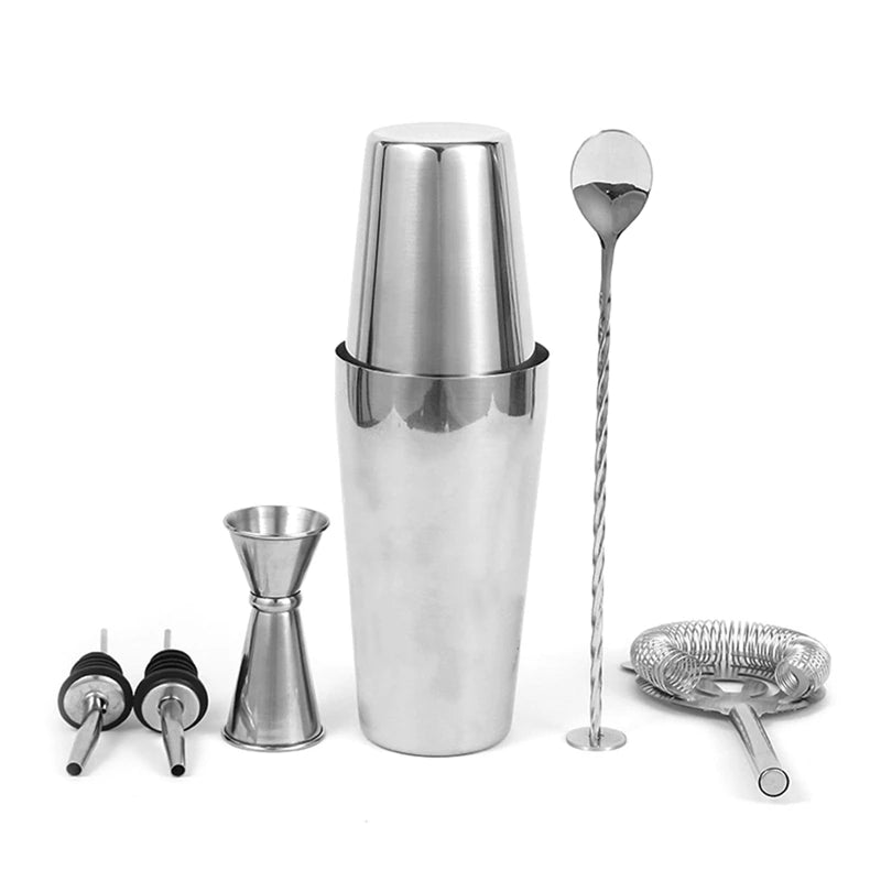 Stainless Steel Boston Mixer Set Bartending Kit Bar Tools With Cocktail Recipe, Pourer Muddler Jigger Oasis Select
