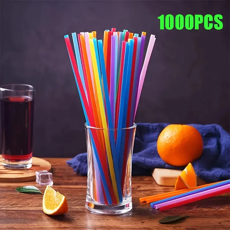 Disposable Plastic Curved Drinking Straws Reusable Child Straw for Drinks Colorful Drinking Tube Multi-time Straw Party Supplies Oasis Select 1000Pcs-Multicolor