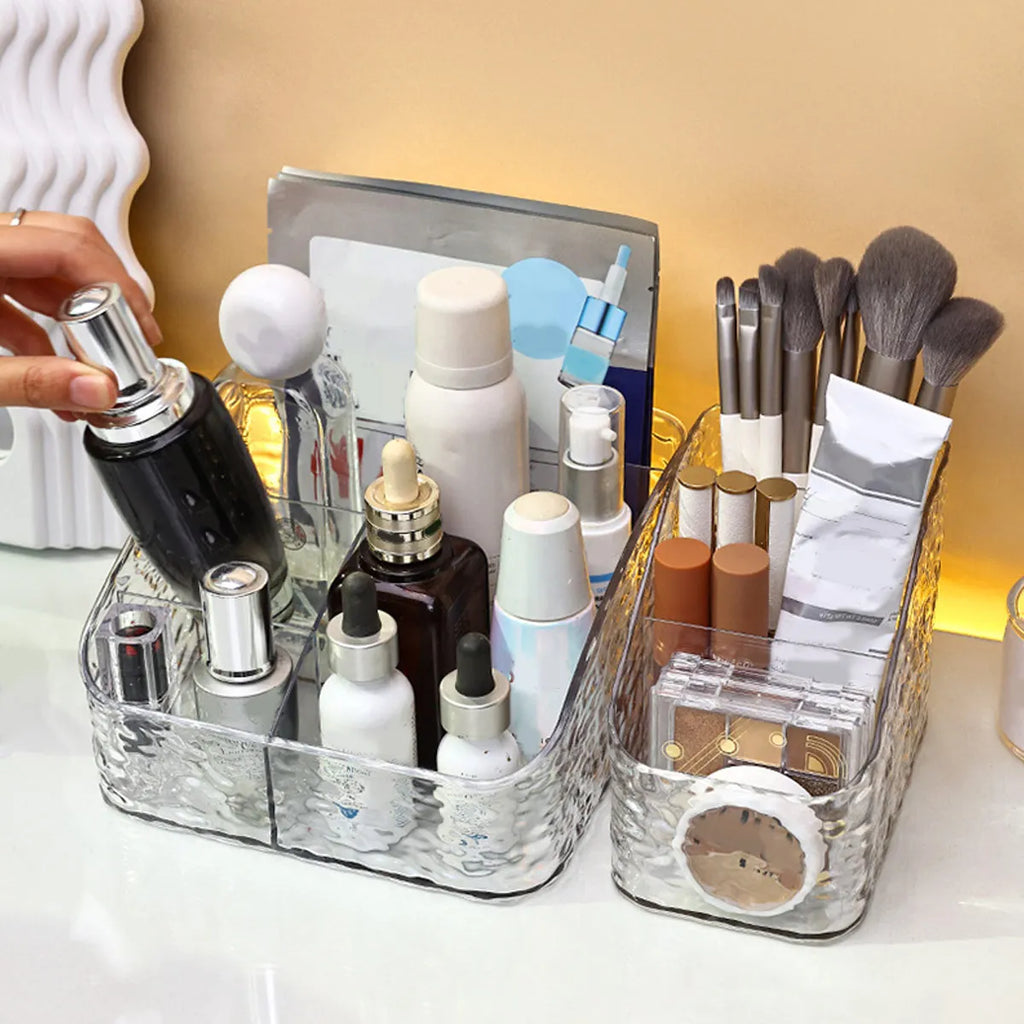 1pc Transparent cosmetics storage box, lipstick and powder sorting box, skin care rack, desk storage stationery box Oasis Select