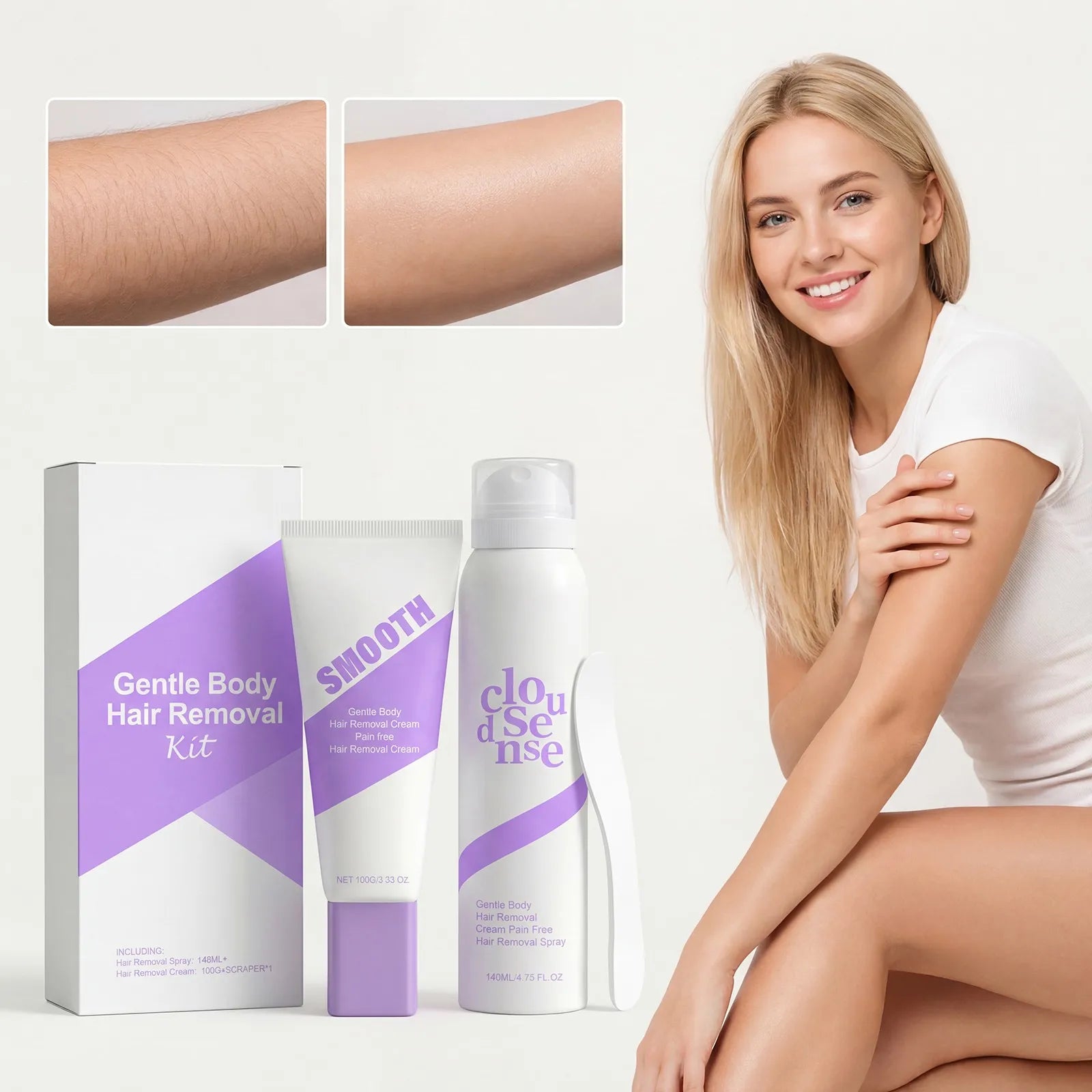 Hair Removal Mousse Pain Free Depilatory Foam Inhibit Hair Growth Soothing Full Body Use Underarm Leg Arm Lip Moisturizing Skin Oasis Select