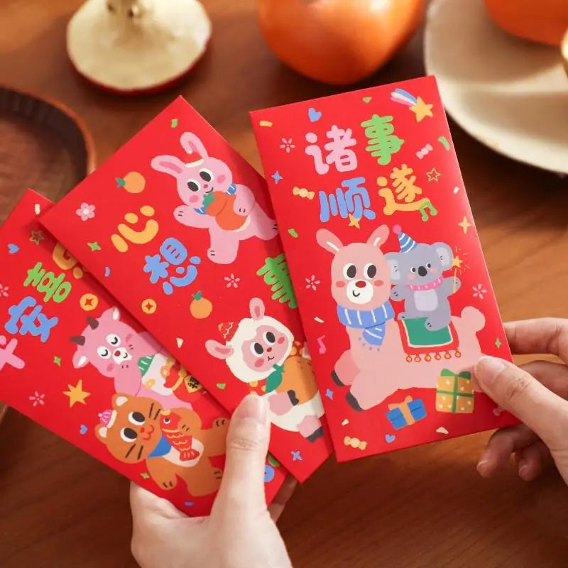 2027 Year of Sheep Red Envelopes 6Pcs Thick Premium Traditional Lucky Money Pockets for Gifting Children Oasis Select