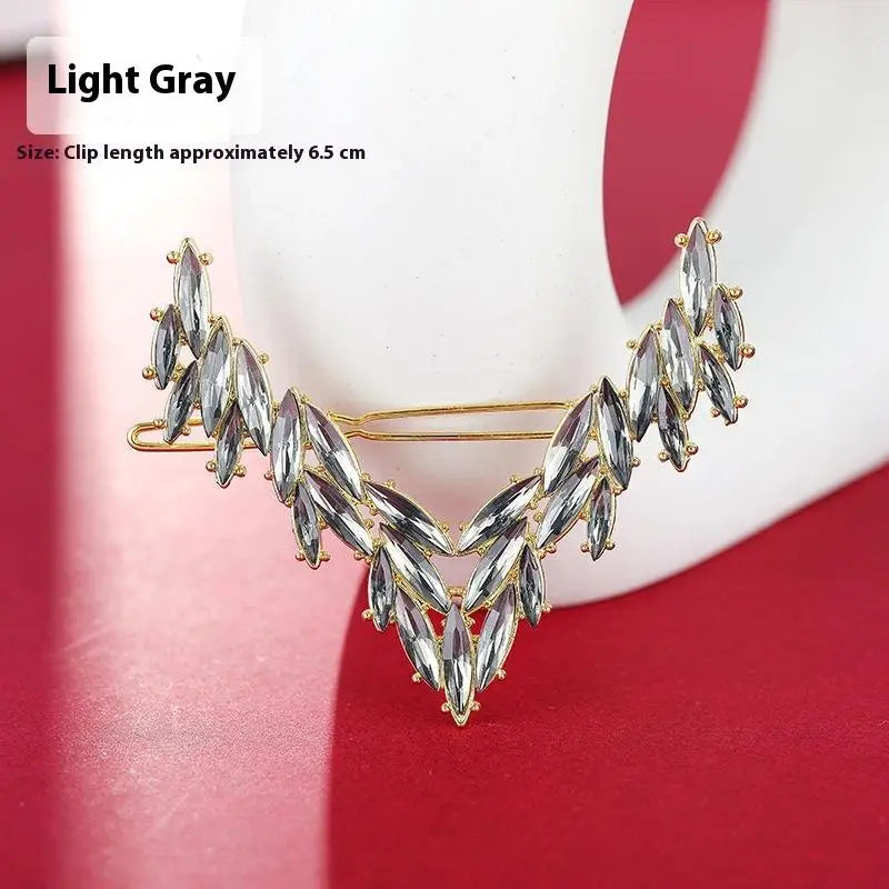 Korean V-Shape Crystal Hair Clip – Luxury Rhinestone Hairpin Crystal Hair Clip Oasis Select A7