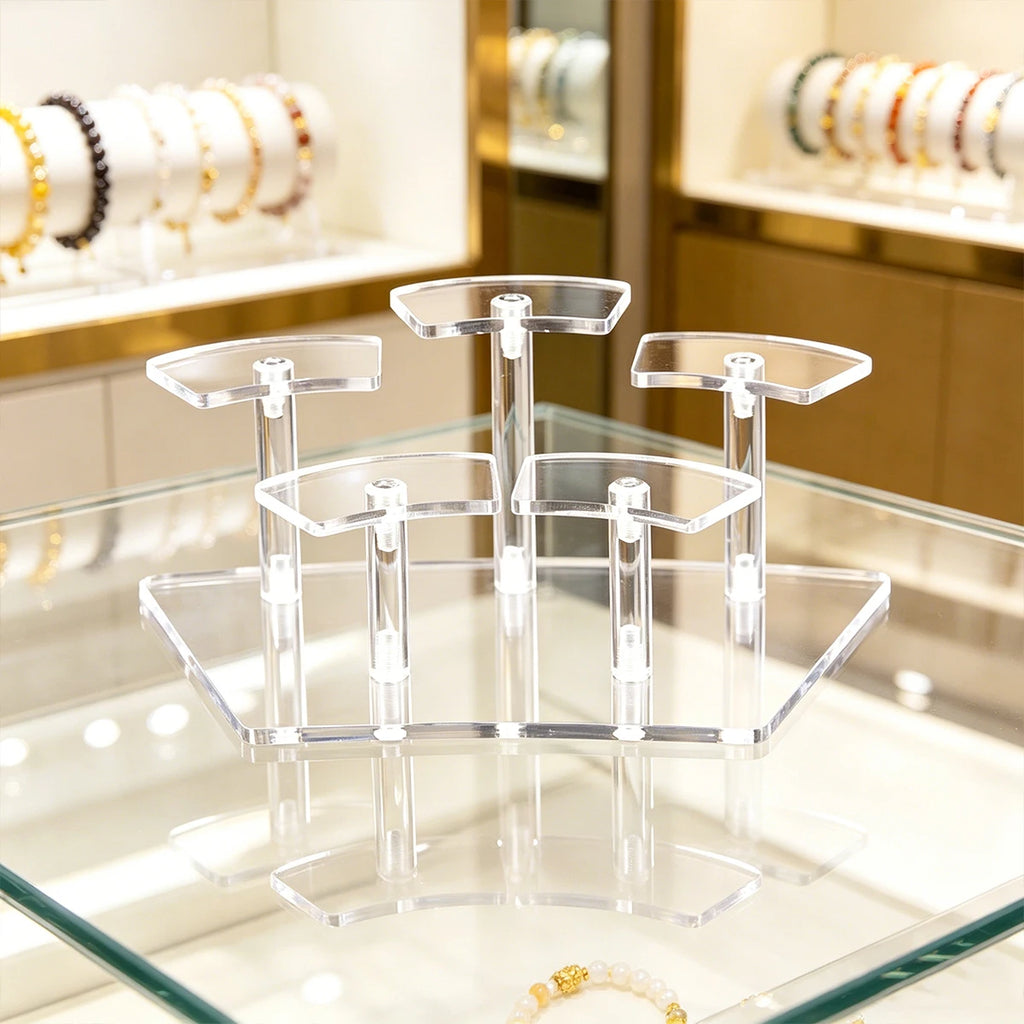 1pc acrylic fan-shaped multi specification bracelet jewelry display rack retail store vertical storage rack household jewelry Oasis Select