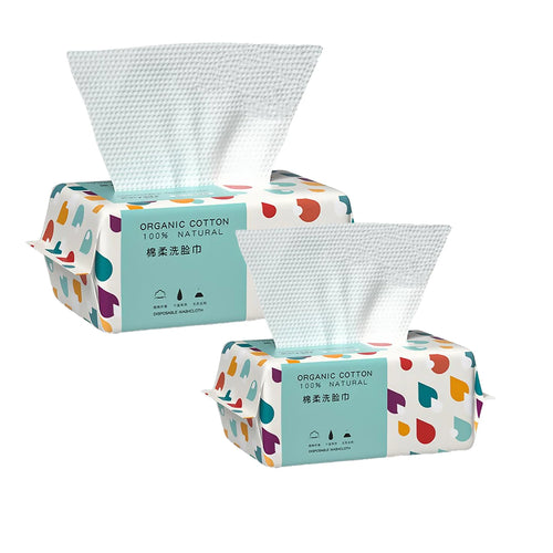Soft Cotton Disposable Face Towel Thicken Facial Towelettes, Dry Wipes Facial Tissue for Makeup Removal & Skincare (100 Count) Oasis Select
