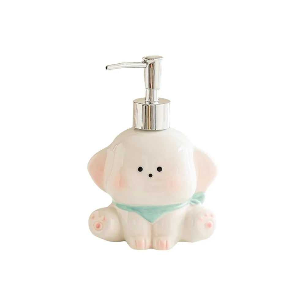 Cute Dog Ceramic Soap Dispenser | Bathroom Pump Bottle