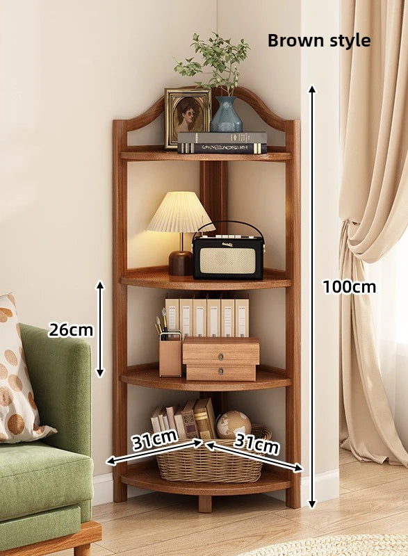 Corner Cabinet Triangle Corner Cabinet Indoor Shelf Shelf Living Room Floor Locker Modern Simple Storage Rack Oasis Select brown-4