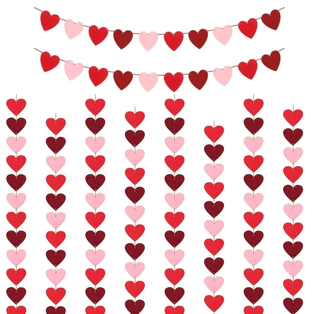 Valentine Hanging Banner Garland Bunting Red Love Heart Paper Banner Door Hanging Ornament Wedding Birthday Party Decoration Oasis Select