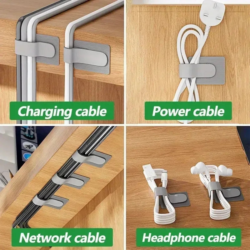 5/100Pcs Reusable Cable Organizer Desk Wire Winder Cable Tie Organizer Self Adhesive Cord Rope Holders Cord Protection Straps Oasis Select