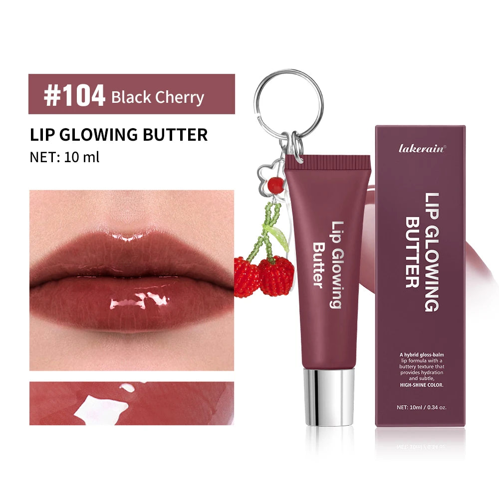 2-in-1 Keychain Lip Gloss | Moisturizing Butter Glowing Lipstick Lip Gloss Keychain Oasis Select 4Black Cherry
