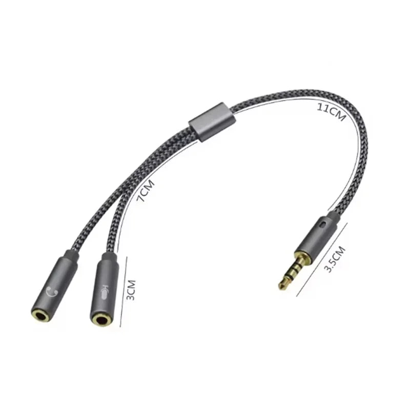 Headset Splitter Adapter Headphone Mic and Speaker Cable 3.5mm Audio Male to 2 Female For Earphone Extense Mobile Audio Cable Oasis Select