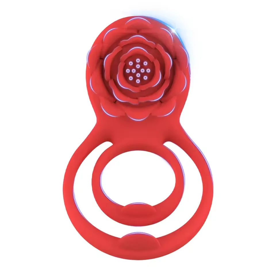 Rose Penis Ring Vibrator Female G-spot Clitoral Stimulation Male Ejaculation Delay Silicone CockRing Adult Sex Toy for Couples Oasis Select B-Box