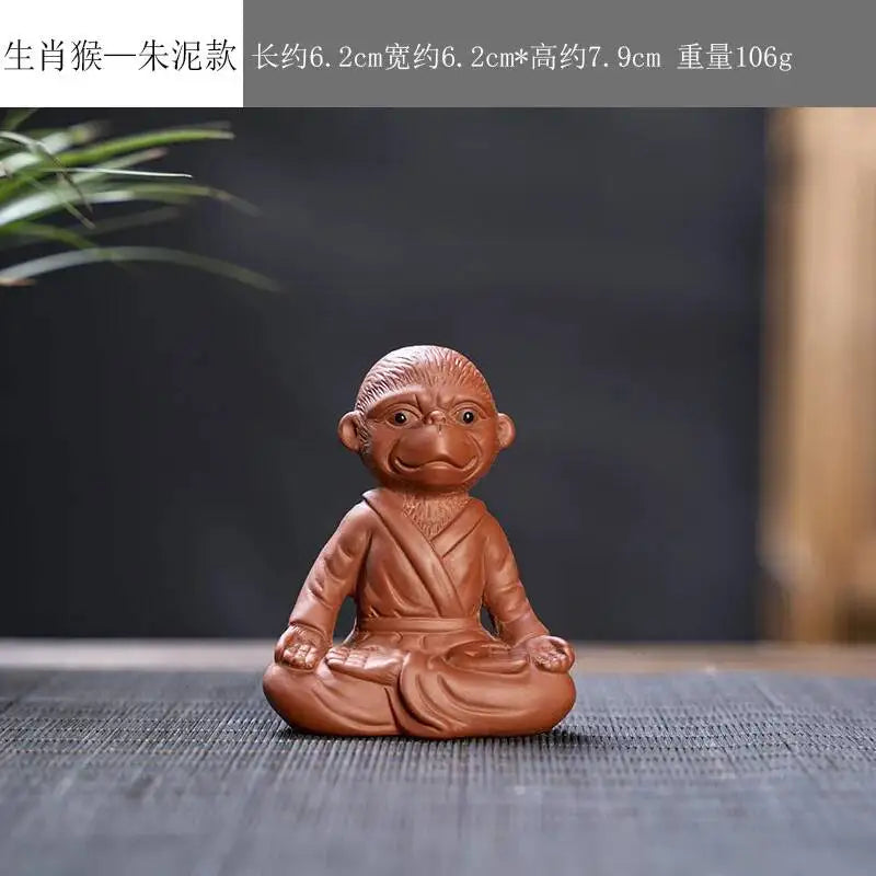 Zisha Twelve Zodiac Creative Tea Pet Ornaments Nurturable Tea Play Tea Accessories Cute Zodiac Small Ornaments Oasis Select Zhu Ni x Monkey