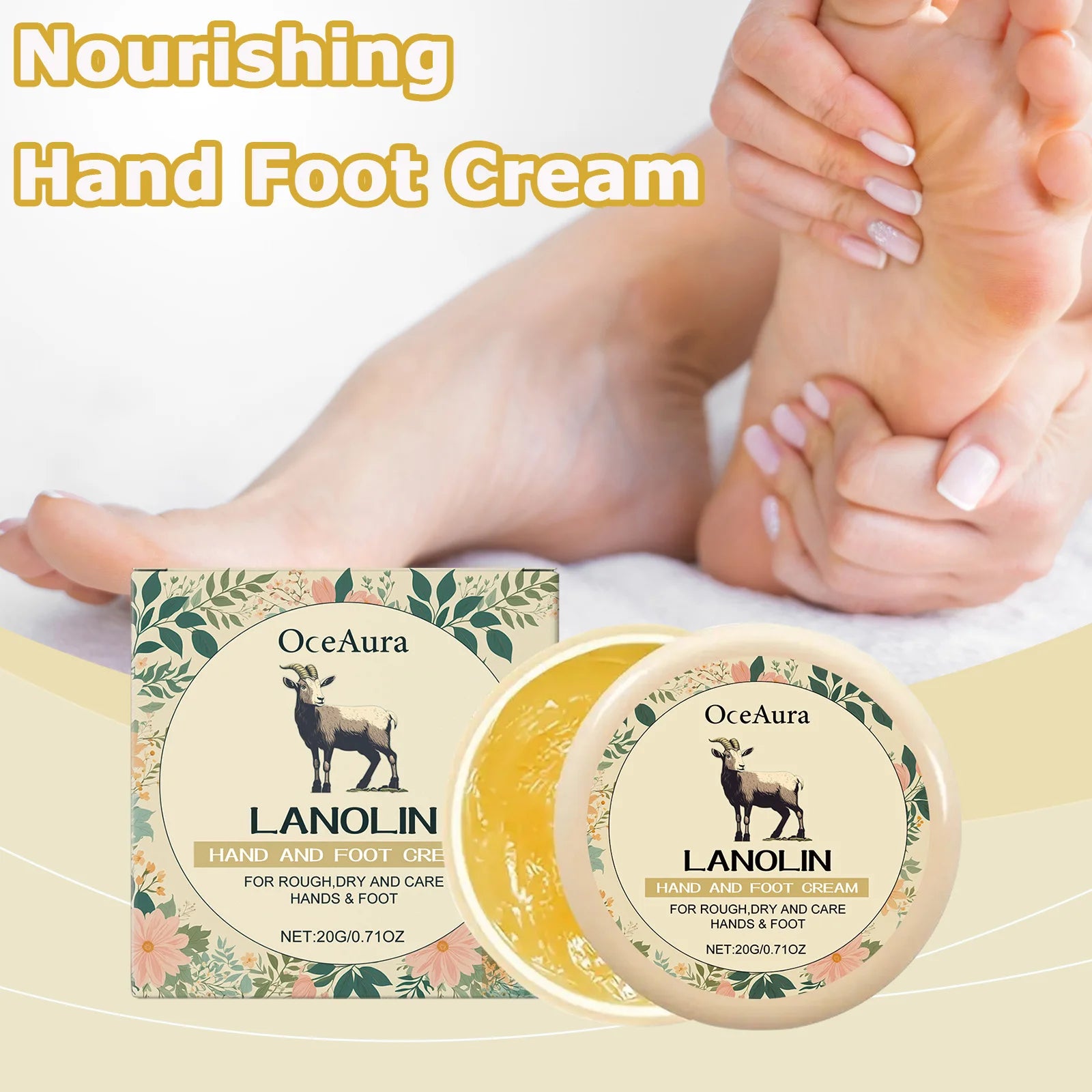 Lanolin Hand Foot Cream Deep Moisturizing Exfoliates Removes Dead Skin Softens Hands Anti-Crack Non-Greasy Hydration Cream Oasis Select