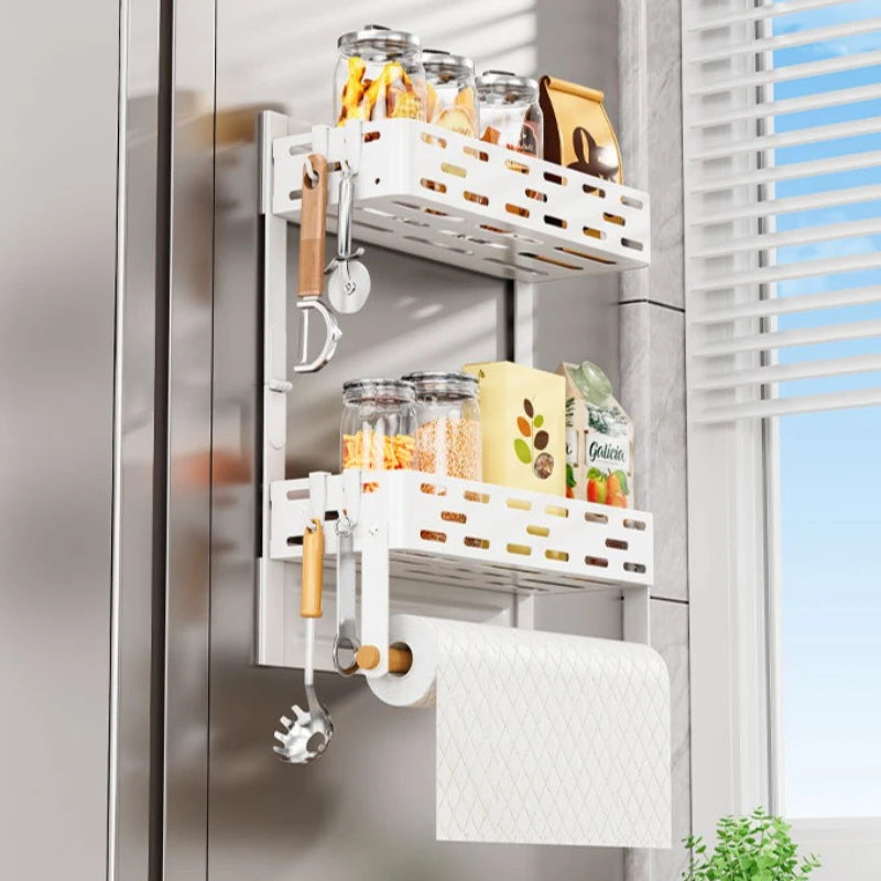 Magnetic refrigerator shelf Wall hanging No punching Refrigerator side hanger Folding kitchen roll paper rack Magnetic fragrance Oasis Select