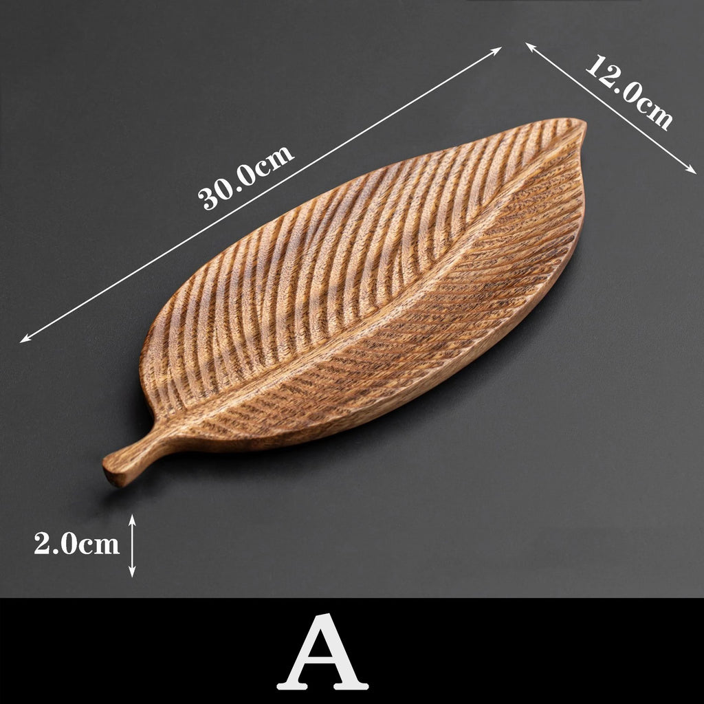 Walnut Leaf Tea Spot Tray Home Wooden Tea Table Solid Wood Dry Brew Tea Cup Tray Wooden Pastry Plate Tableware Party Supplies Oasis Select A L