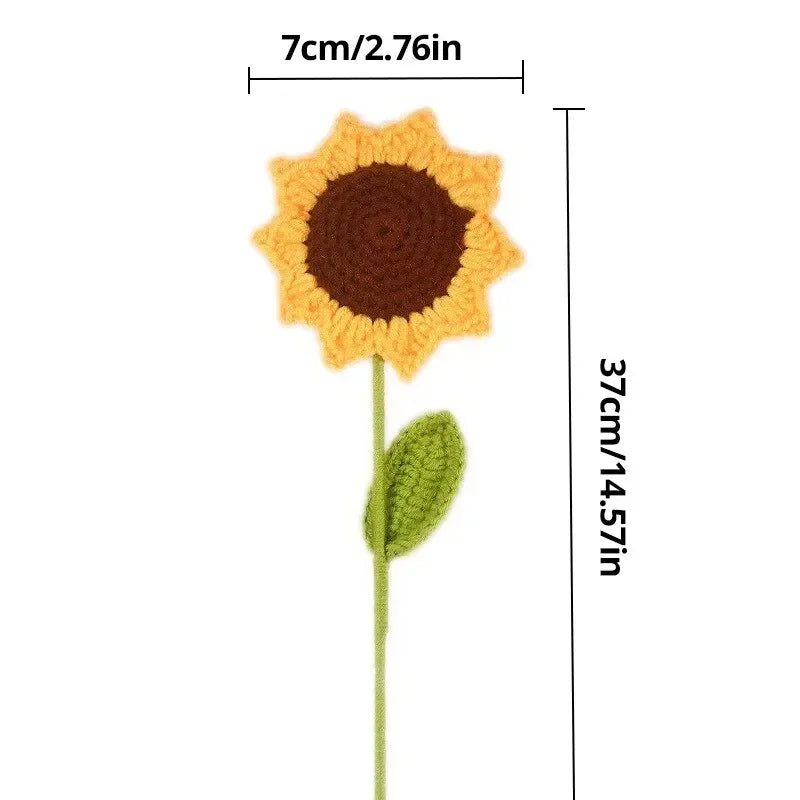 3Pcs Sunflower Hand Woven Bouquet Creative Wool Knitting Flower Sunflower Decorations Teachers Day Mother S Day Birthday Gift Oasis Select