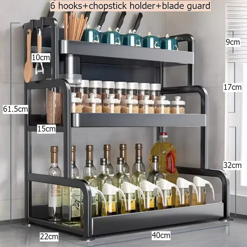 Multi-functional Household cutting board seasoning storage rack multi-layer knife holder chopstick cage kitchen countertop rack Oasis Select Layer 3 40
