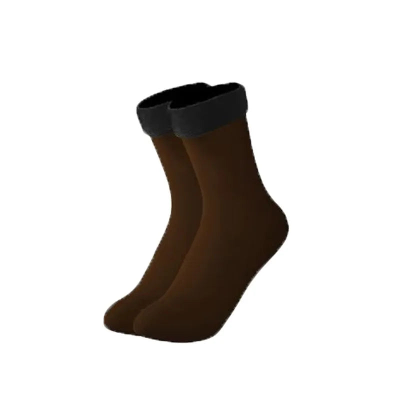 1/2/3pairs Snow Socks Middle Tube Solid Winter Plus Velvet Thick Keep Warm And Cold Socks Comfortable Mens Womens Floor Socks Oasis Select coffee 1pair