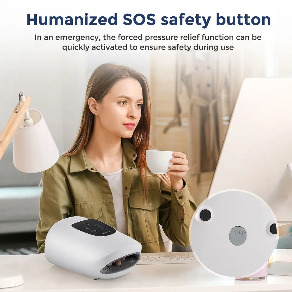 Electric Airbag Hand Massager – 3 Modes, Heat & Kneading