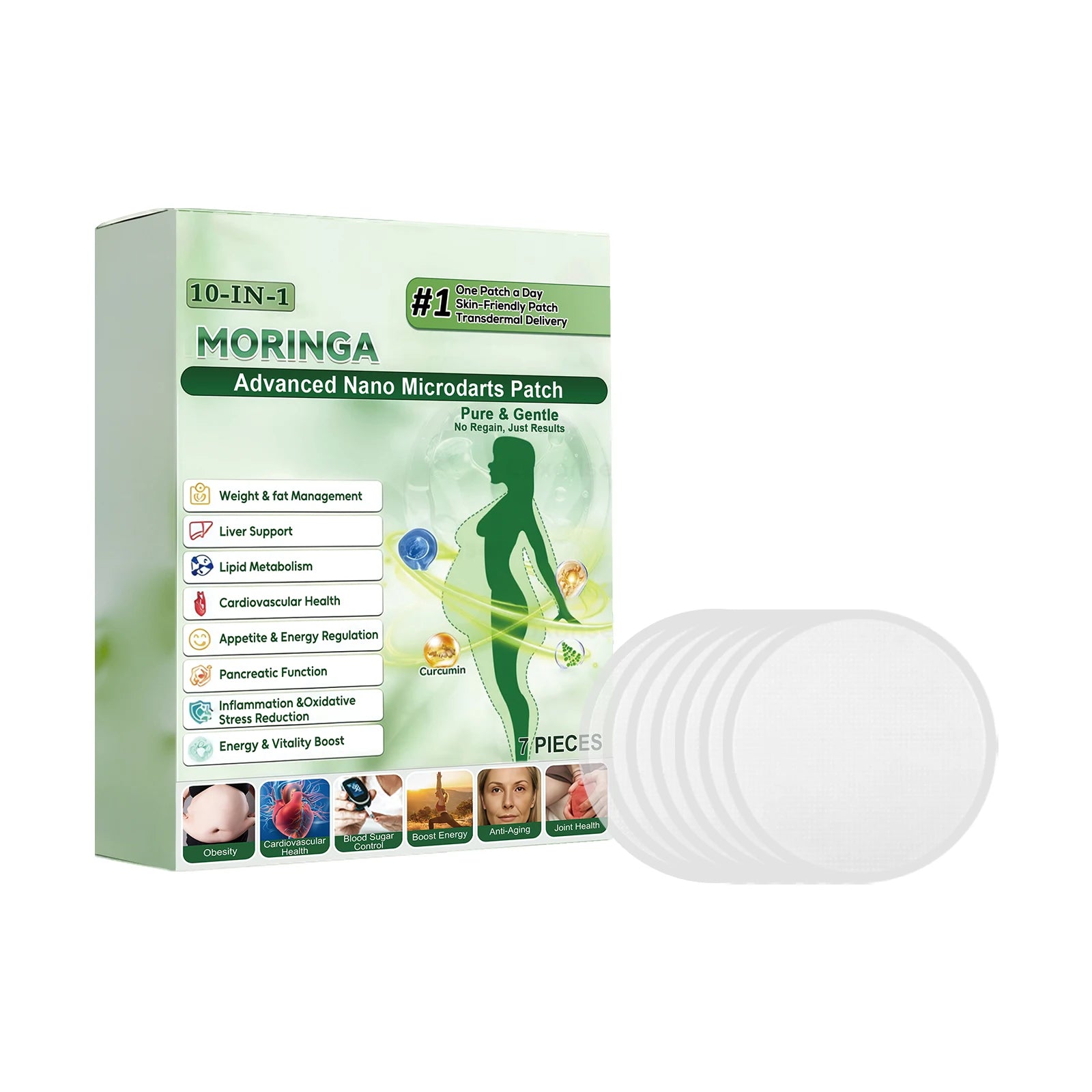 Moringa Microneedle 10-In-1 Patch Show Graceful Lines And Protect The Skin All Over The Body For Daily Personal Care Oasis Select 1BOX