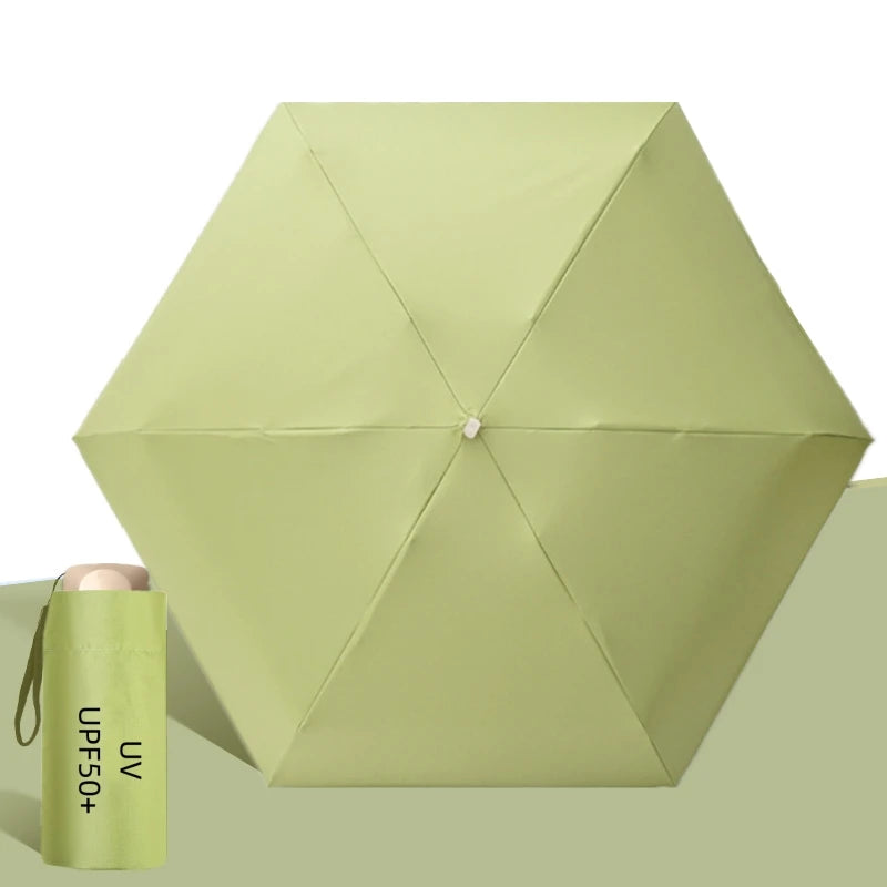 UPF50+ Umbrella Mini Pocket Sun Shade Umbrella Portable Vinyl Folding Rain Travel Umbrella UV Protection Parasol Capsule Oasis Select Matcha green 6K Aluminum