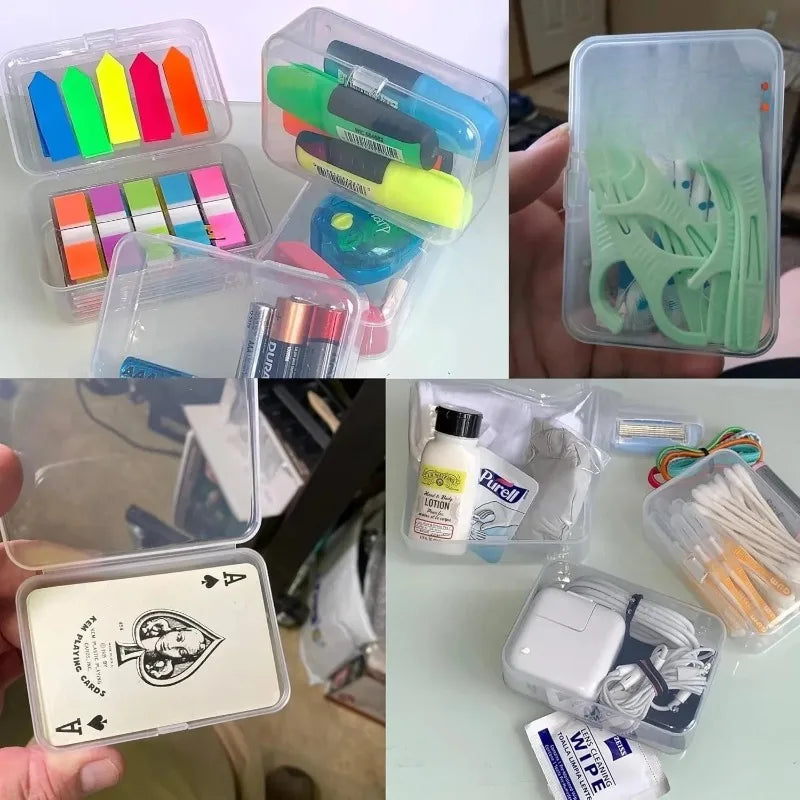 3Pcs Transparent Lidded Storage Box Small Organizer Case for Stationery Cosmetics Jewelry and Sundries Storage Containers Oasis Select