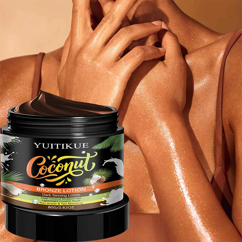 YUITIKUE Coconut Bronze Lotion Dark Tanning Cream Sun-Kissed Glow No Sun Exposure Non-Greasy Fast Absorbing Oasis Select