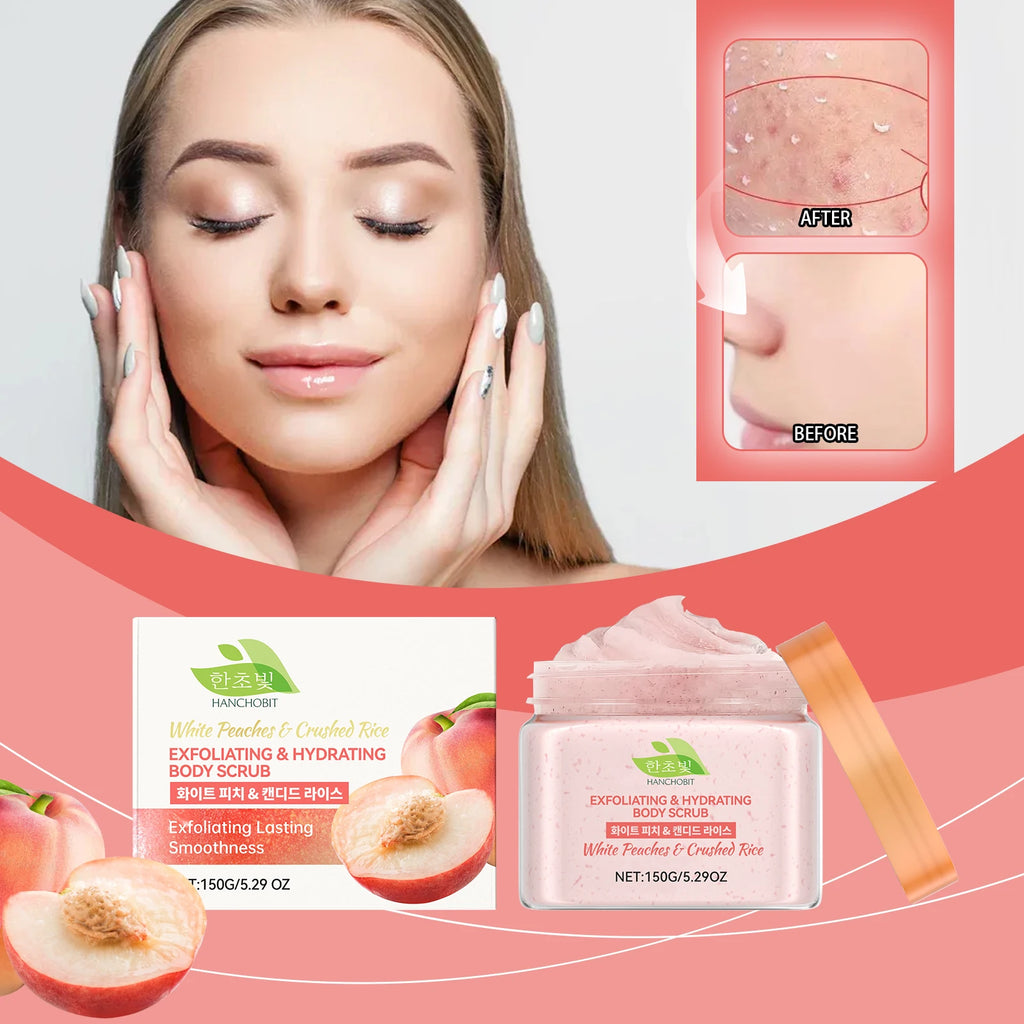 Hanchobit White Peach Rice Body Scrub – Brighten & Exfoliate Body Scrub Oasis Select