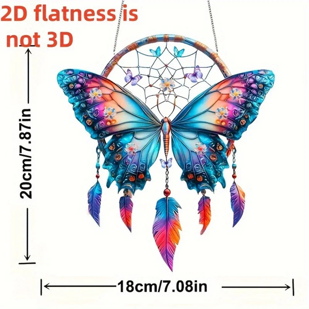 1PCS Acrylic Dream pendant Catcher Hanging Ornament Waterproof Design Home Decor Butterfly Hummingbird Art Gift Idea Decoration Oasis Select Butterfly