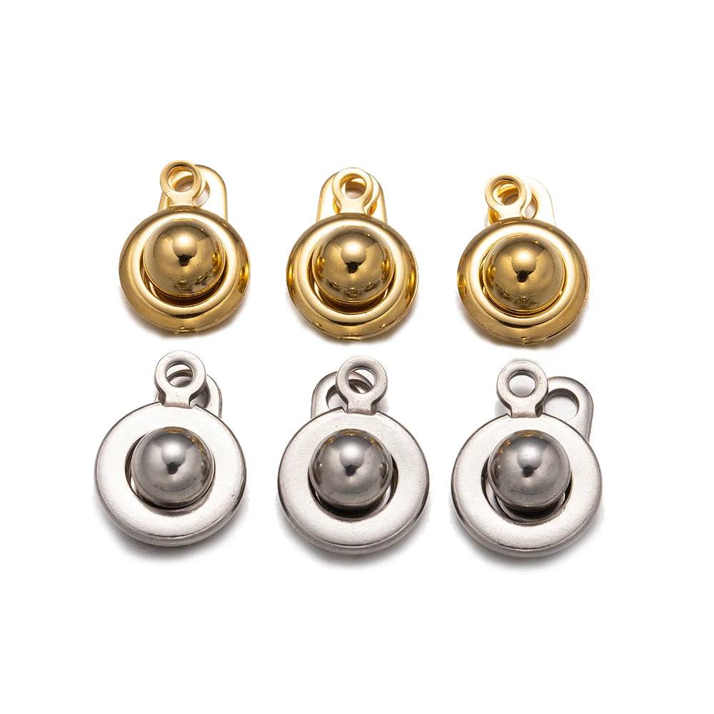 10 Sets 304 Stainless Steel Snap Button Clasps Ball & Socket Snap Clasps Fastener Clasp for Necklace Bracelet DIY Craft Oasis Select
