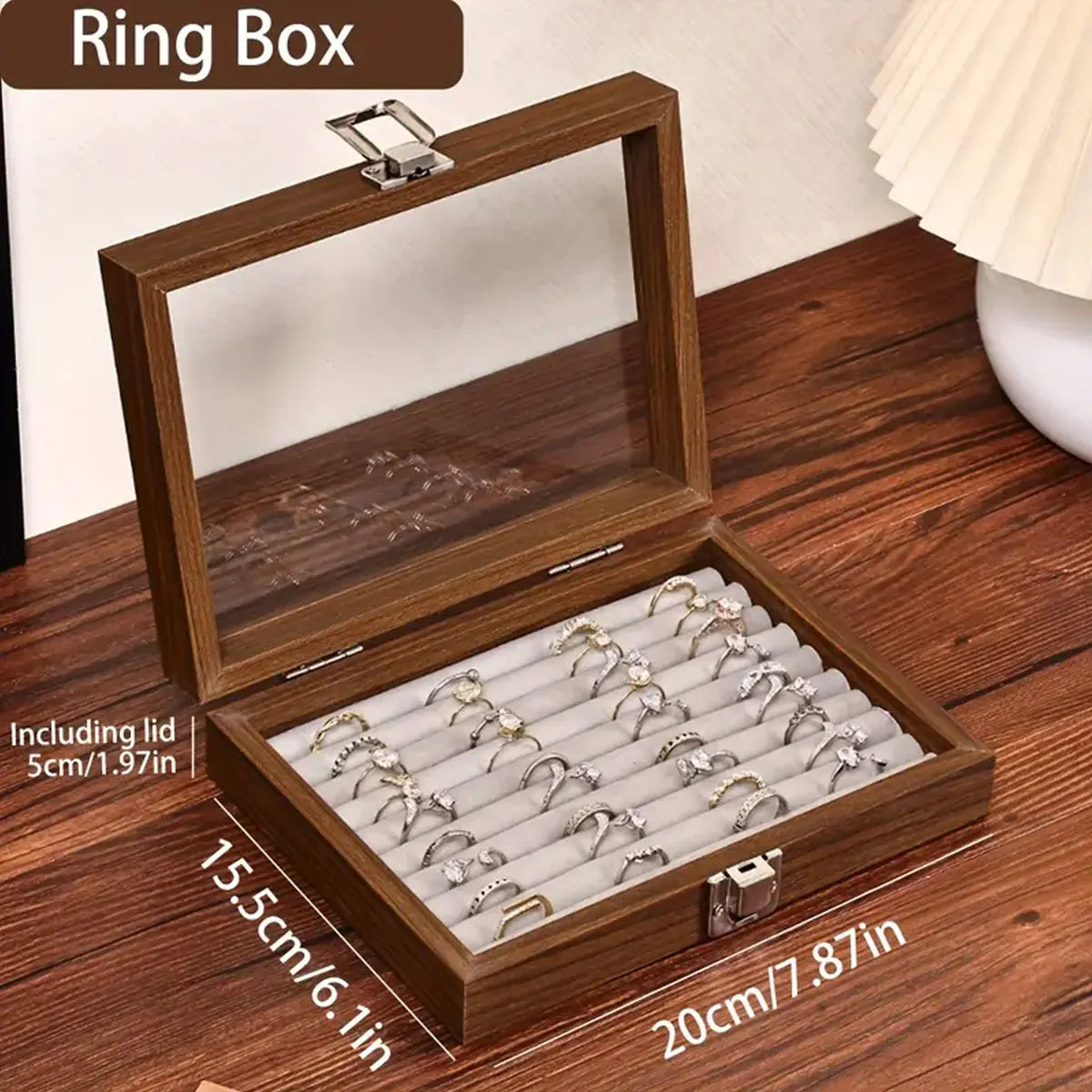 1pc,Vintage jewelry storage box, covered jewelry box, ring box, earrings, bracelets, necklaces solid wood display box Oasis Select Ring Box