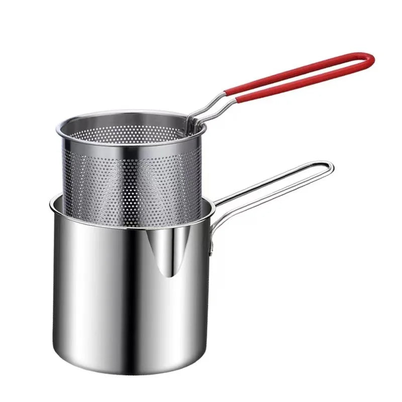 304 Stainless Steel Deep Fryer Pot with Basket French Fries, Fried Chicken, Tempura, Small Fryer, for Gas Stove Induction Cooker Oasis Select