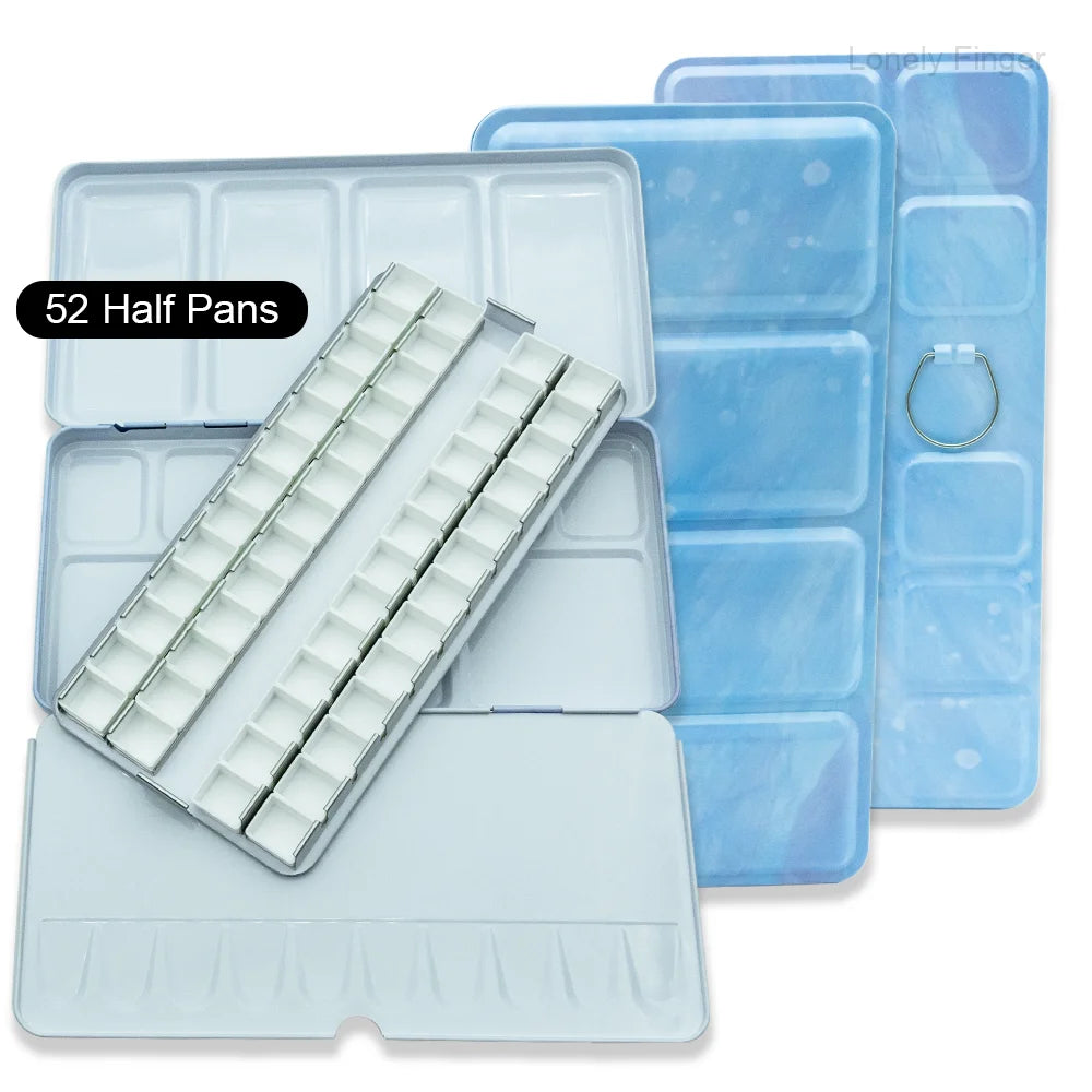 Empty Travel Watercolor Palette, Watercolor Tin Box Palette with 52/28 Plastic Grids Pans for Gouache, Studio & Outdoor Painting Oasis Select L Star 52Pans