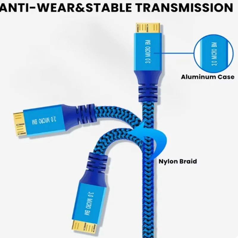 1m 3m USB 3.0 Micro B Cable 5Gbps Data Cable 3A Fast Charging External HDD Cable USB Cord for Samsung Hard Disk SSD Sata Cable Oasis Select
