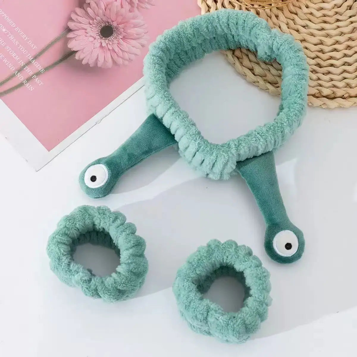 Elastic Headbands Women's Cute Coral Fleece Creative Hair Accessories for Makeup Snail Spa Hair Bands Cartoon Design Hairbands Oasis Select F