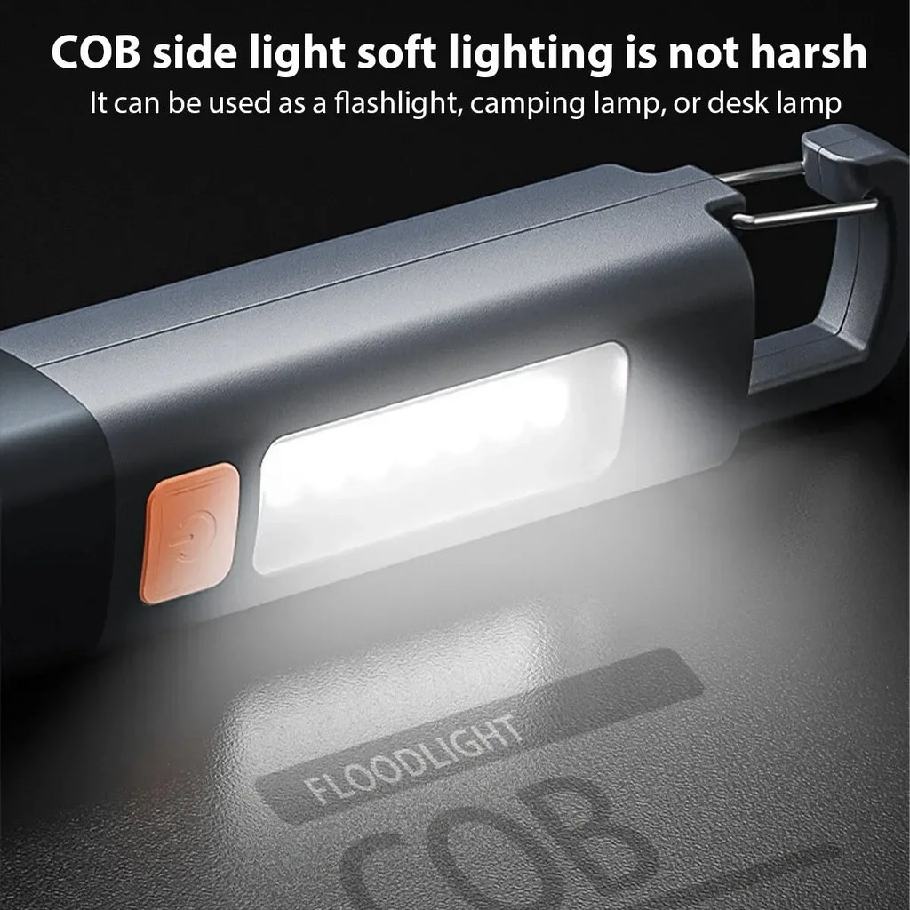 Portable Strong Lighting ABS Flashlamp with Telescopic Focus USB Charging EDC Camping Torch Outdoor Hanging COB Side Lamp Oasis Select