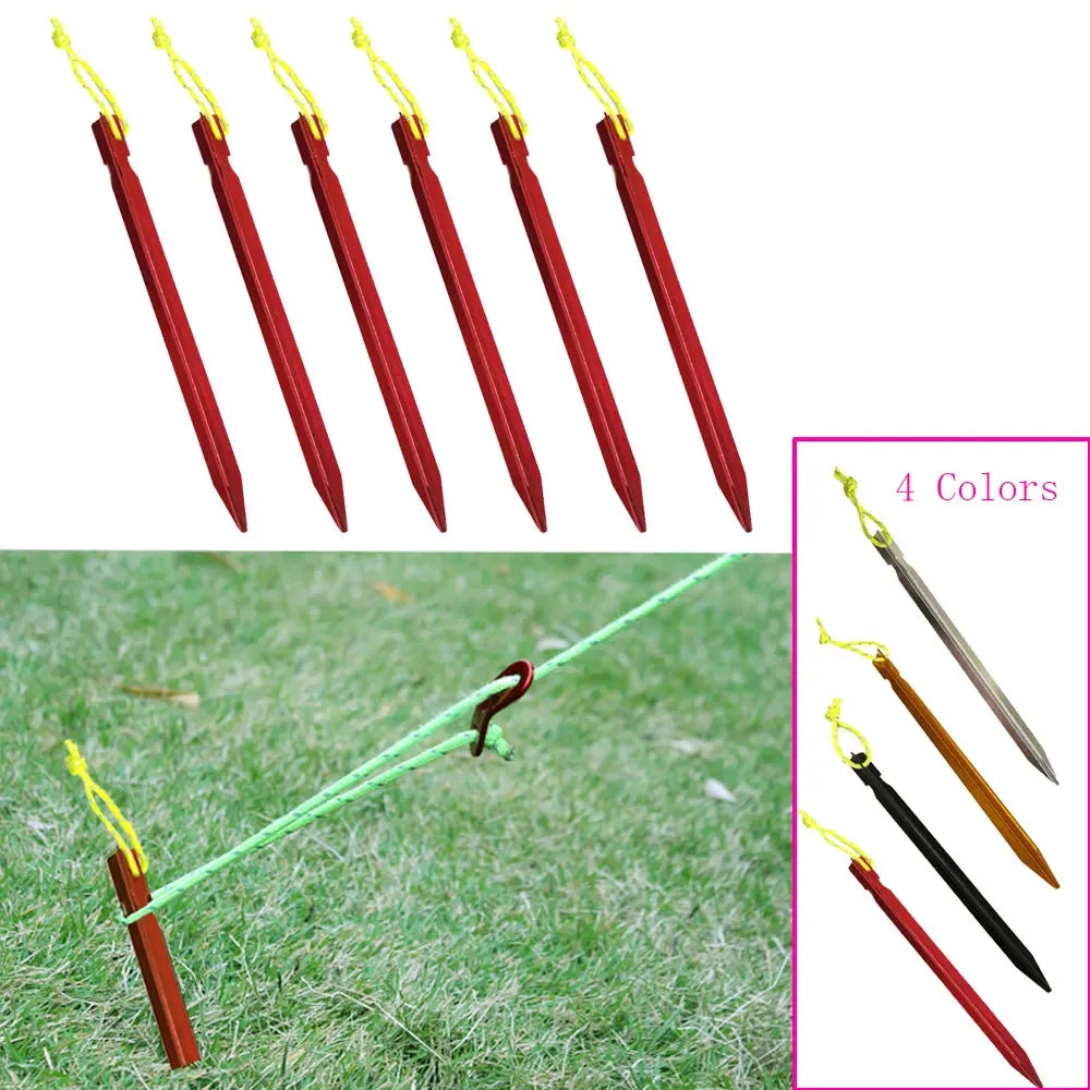 18cm Aluminument Tent Pegs Nails with Rope Stake Camping Hiking Equipment Outdoor Traveling Tent Sand Ground Accessories Oasis Select