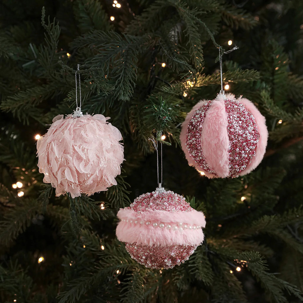 Christmas Tree Ornament Unique Pink Fluffy Christmas Ball Christmas Ball Decoration Modern Holiday Ornament For Festive Holiday Oasis Select