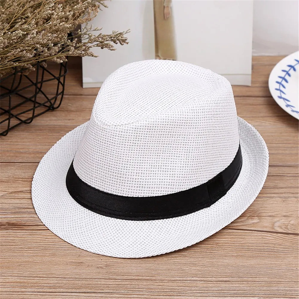 Children Kids Summer Beach Straw Hat Jazz Panama Breathable Hat Large Brim Outdoor Breathable Hats Girls Boy Sunhat Oasis Select B