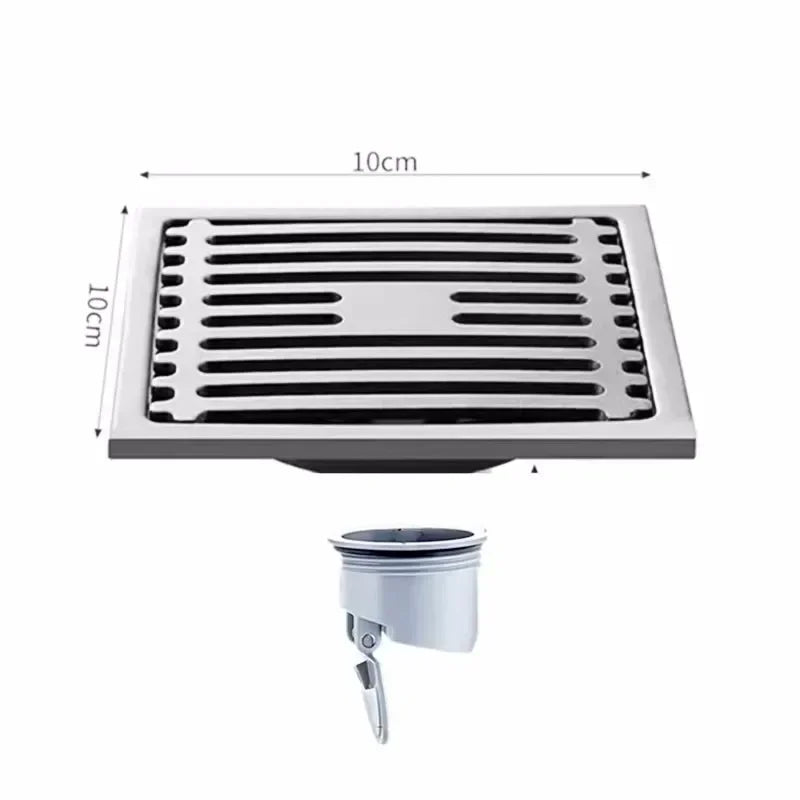 10CM Square Floor Drain Anti-odor, Stainless Steel Floor Drain with Removable Cover, Shower Floor Drain for Bathroom Laundry Oasis Select Brilliance-Single
