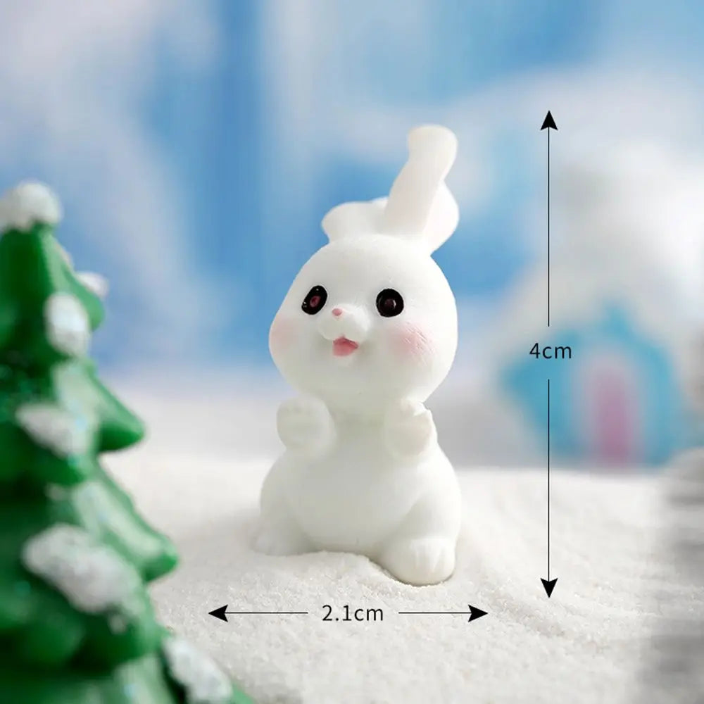 Snowman Bunny Resin Figurine | Micro Landscape Christmas Ornament