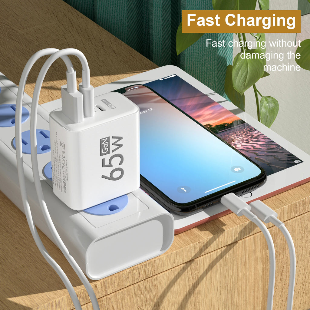 Fast Charging 65W USB-C Charger Charger PD Quick Charge 3.0 Wall For Phone Adapter For iPhone 15 Xiaomi POCO Samsung Oneplus Oasis Select
