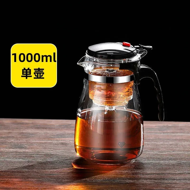 Water Separation Inner Container Teapot One Click Switch Tea Separation Filtration Glass Tea Pot 500ml-1800ml Kung Fu Teaware Oasis Select 1000ML